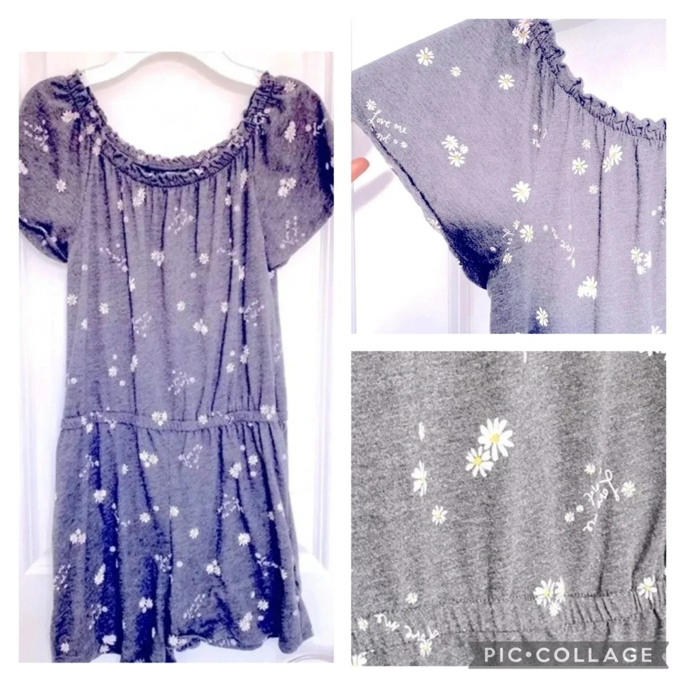 Old Navy Girl’s Size 12 Charcoal Gray Daisy Romper